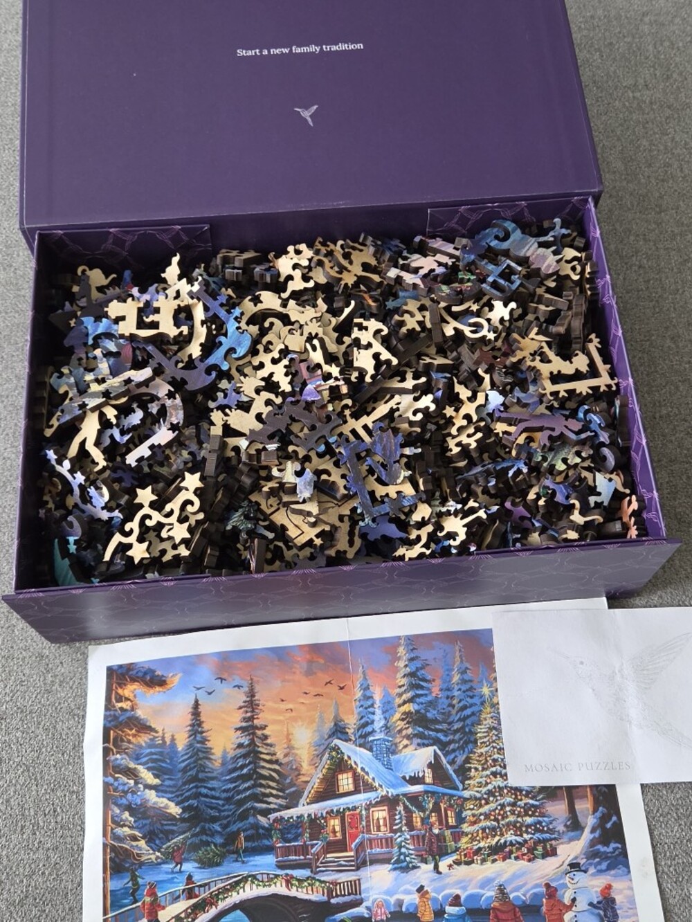 Mosaic Puzzles Wooden Jigsaw Puzzle 1000 Pieces Skating Into Christmas